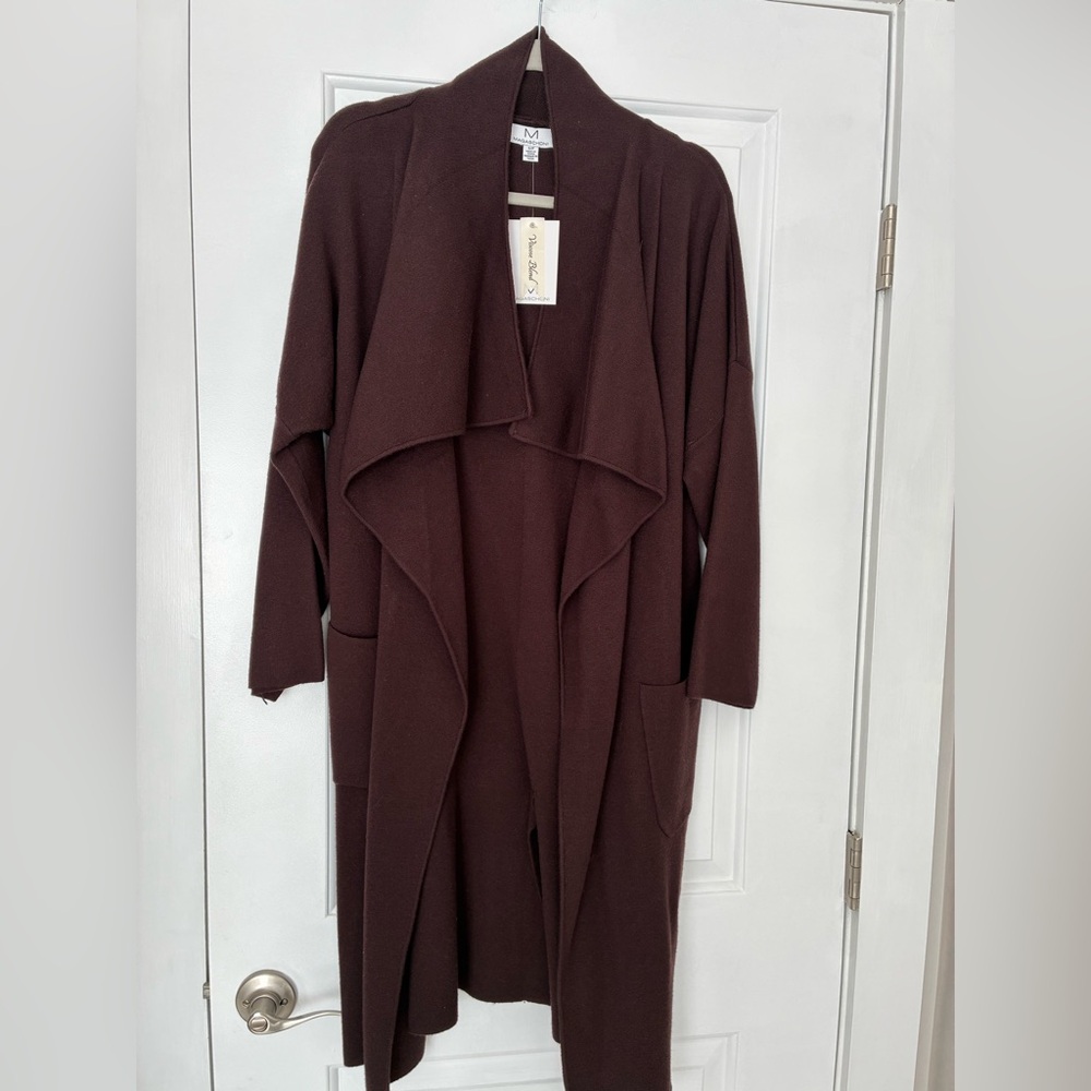 Magaschoni Chocolate Brown Open Cardigan